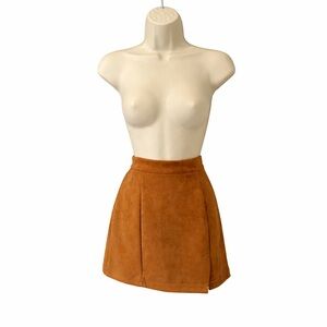 VNDFLAG Faux Suede Mini Skirt Women’s Size S Brown A-Line High Waist NWT